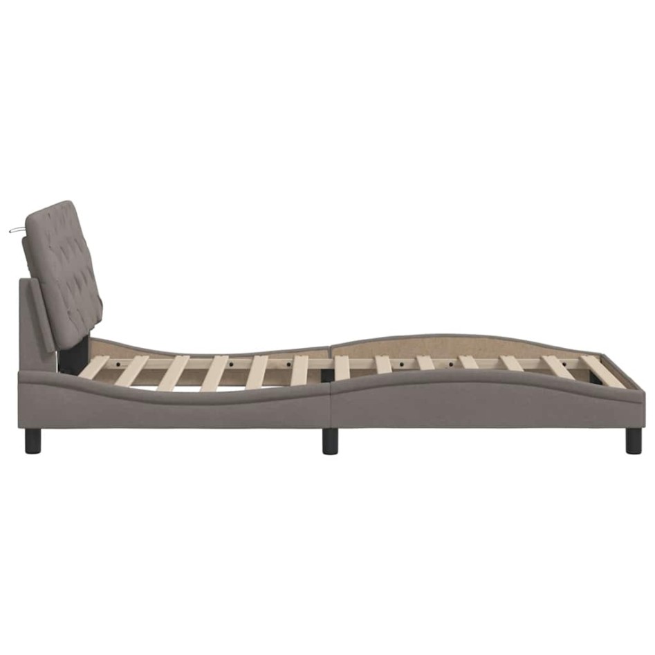 Estructura de cama sin colchón tela gris taupe 100x200