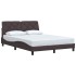 Estructura de cama sin colchón tela marrón oscuro 120x200