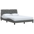 Estructura de cama sin colchón tela gris oscuro 140x200