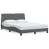 Estructura de cama sin colchón tela gris oscuro 140x200