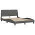 Estructura de cama sin colchón tela gris oscuro 140x200