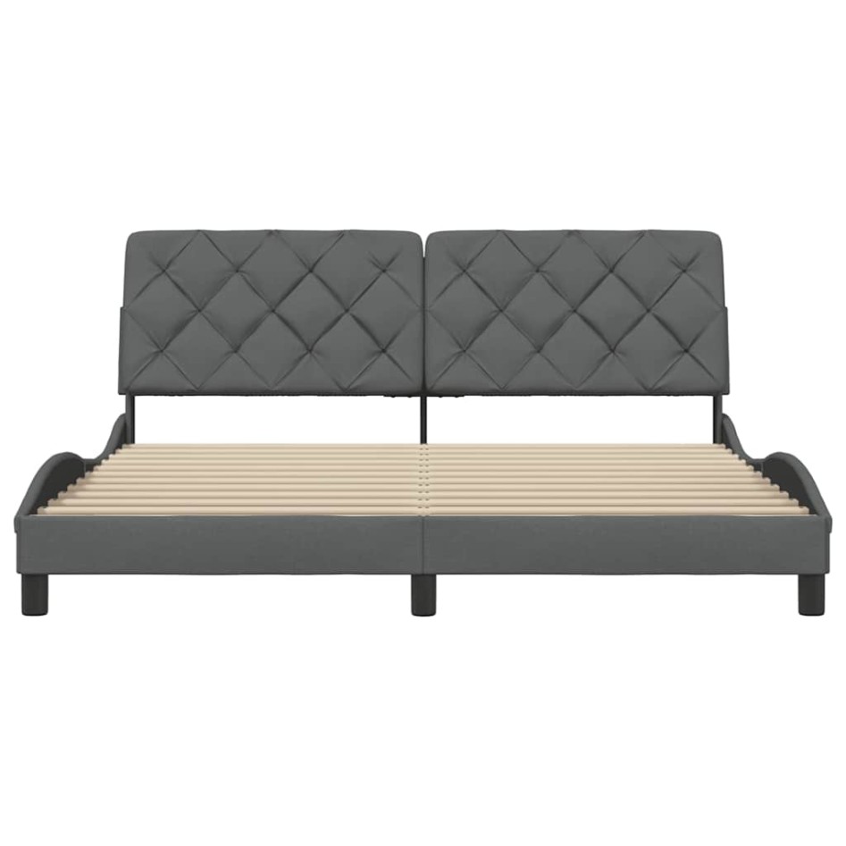 Cama sin colchón de tela gris oscuro 180x200