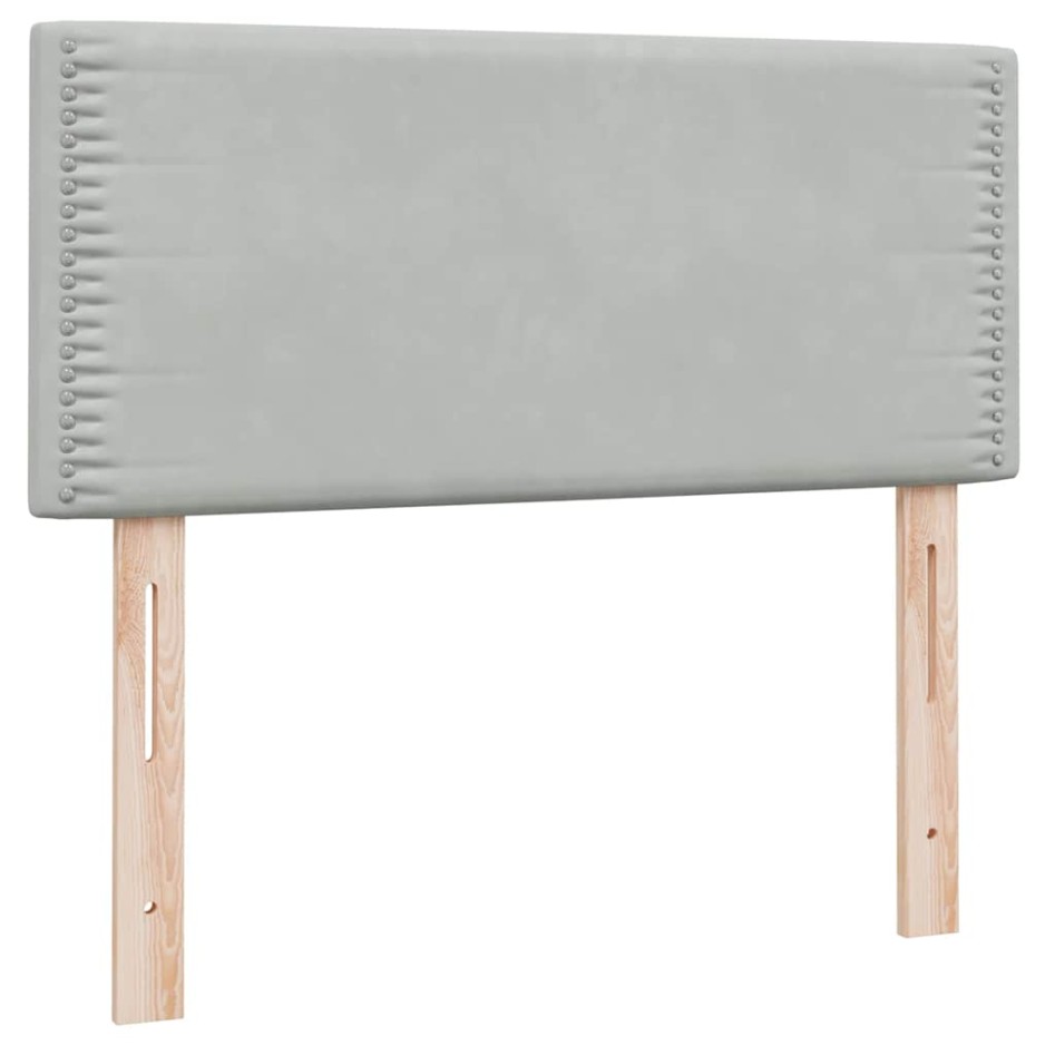 Cama box spring con colchón terciopelo gris claro 90x220