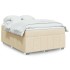 Cama box spring con colchón tela color crema 140x190