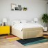 Cama box spring con colchón tela color crema 140x190