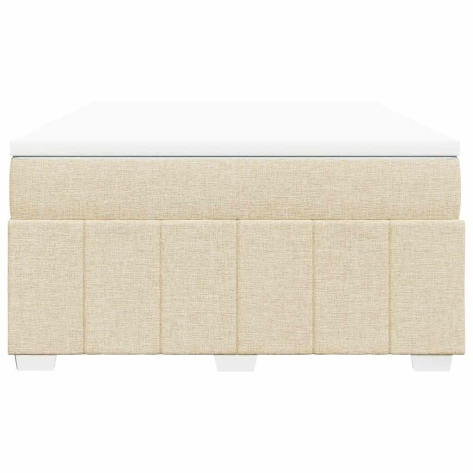 Cama box spring con colchón tela color crema 140x190