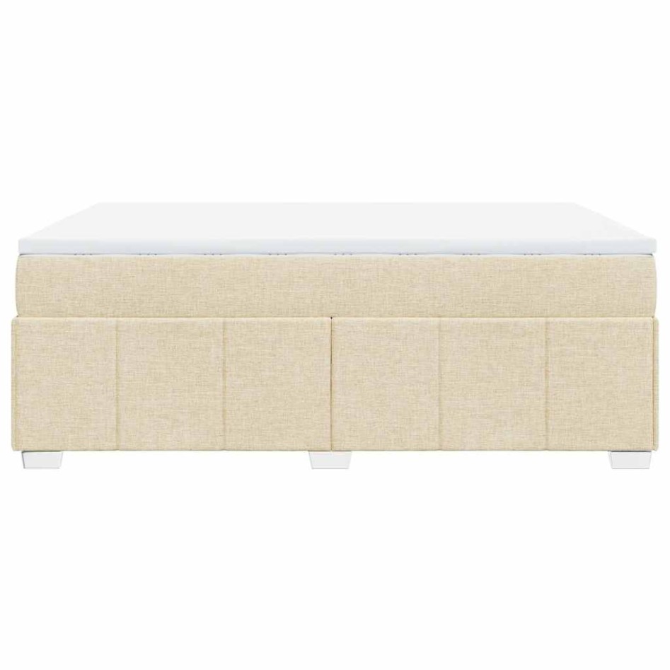 Cama box spring con colchón tela color crema 140x190