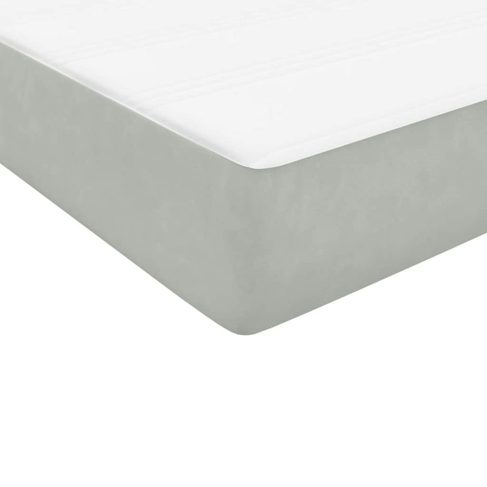 Cama box spring con colchón terciopelo gris claro 90x210