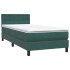 Cama box spring con colchón terciopelo verde oscuro 90x210
