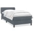Cama box spring con colchón terciopelo gris oscuro 90x220