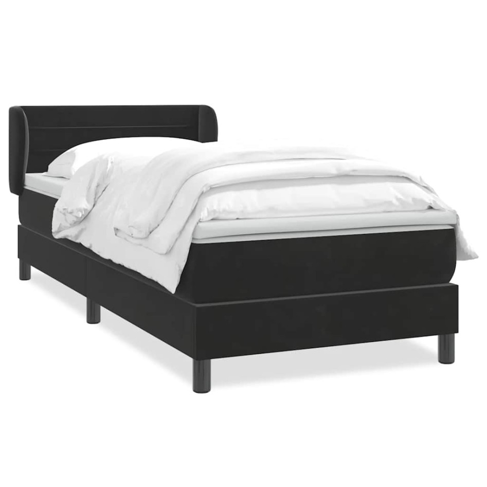 Cama box spring con colchón cuero sintético negro 80x220