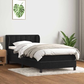 Cama box spring con colchón cuero sintético negro 80x220