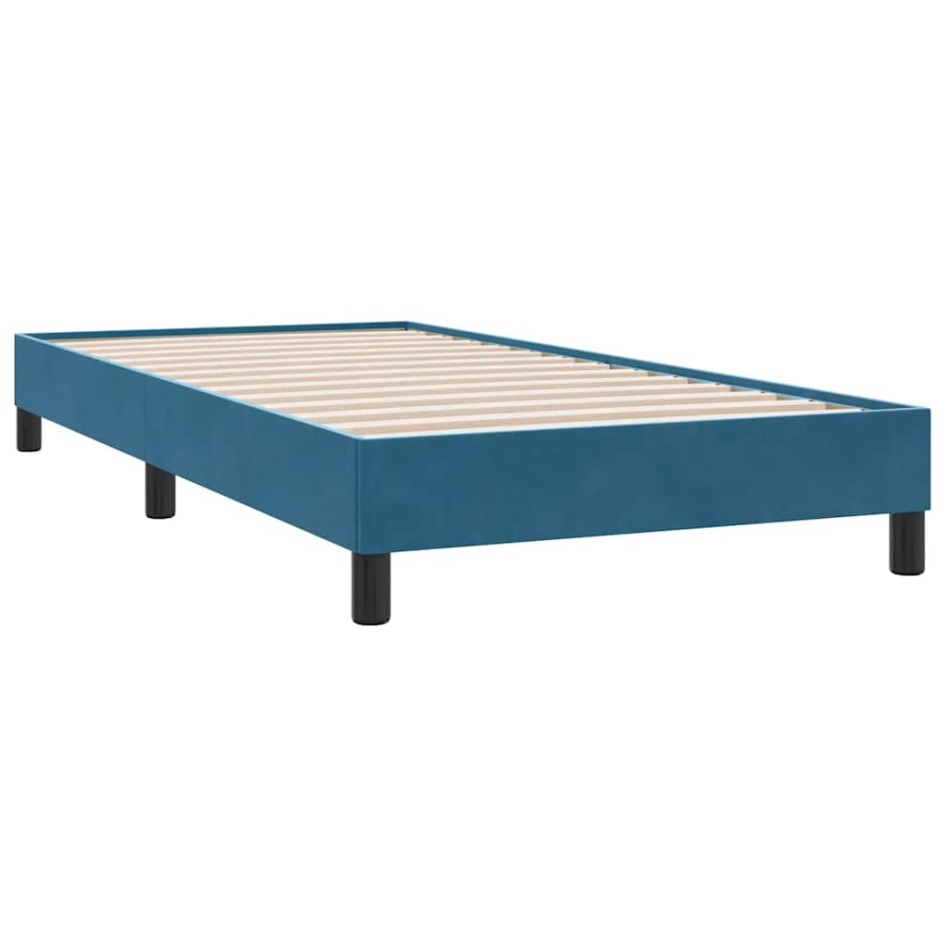 Cama box spring con colchón terciopelo azul oscuro 80x210