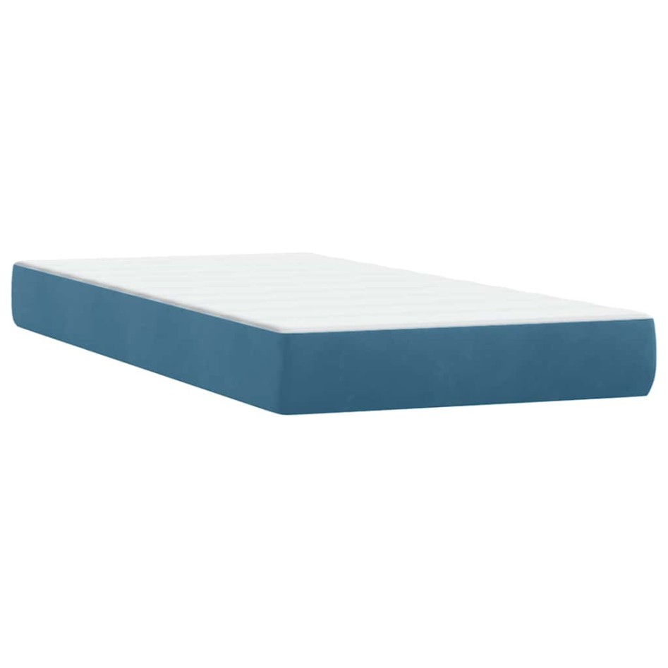 Cama box spring con colchón terciopelo azul oscuro 80x210