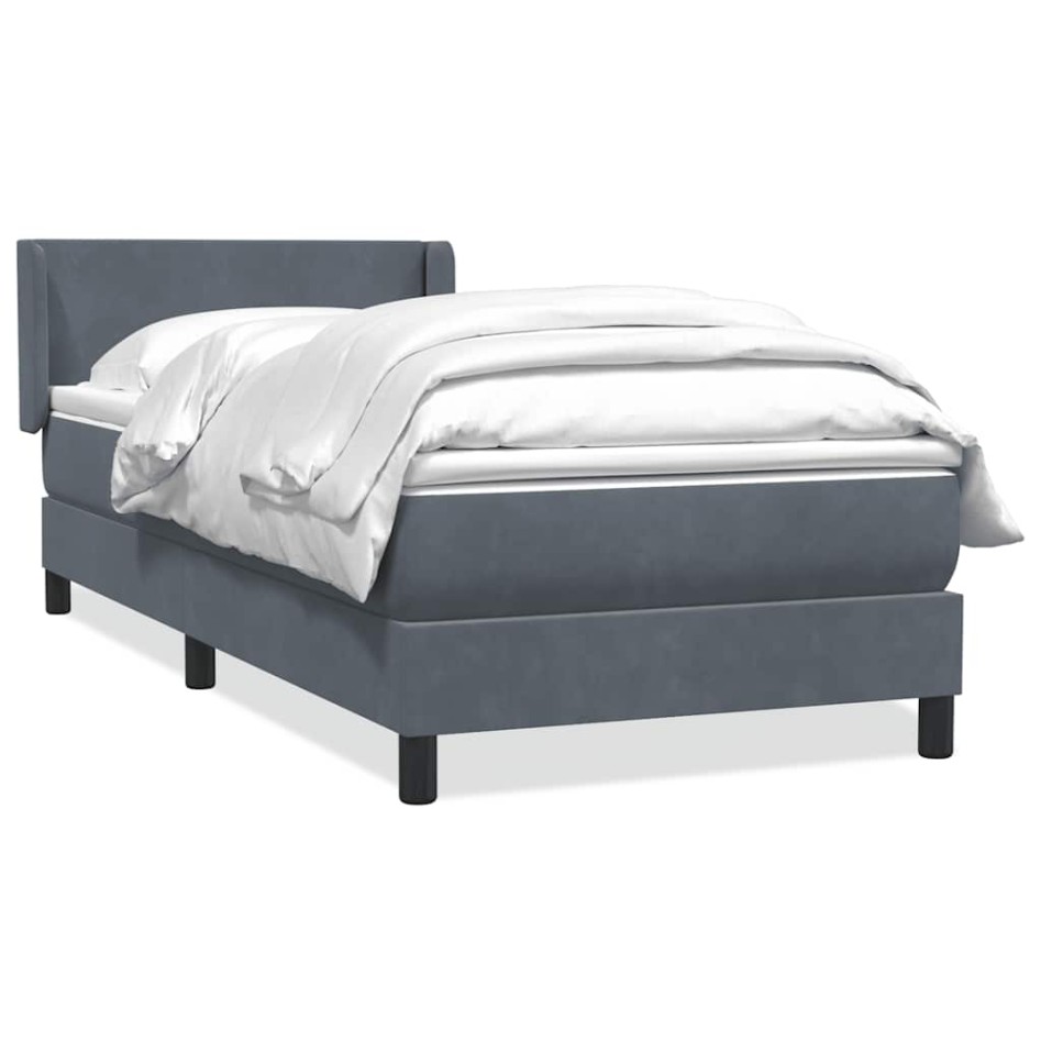 Cama box spring con colchón terciopelo gris oscuro 80x220