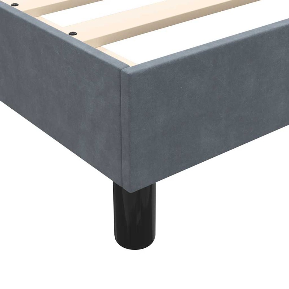 Cama box spring con colchón terciopelo gris oscuro 80x210