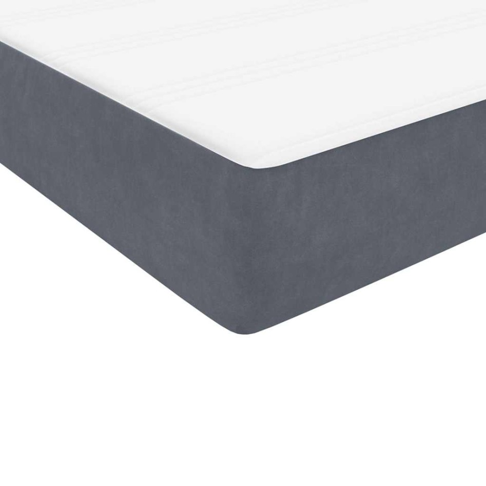 Cama box spring con colchón terciopelo gris oscuro 90x220