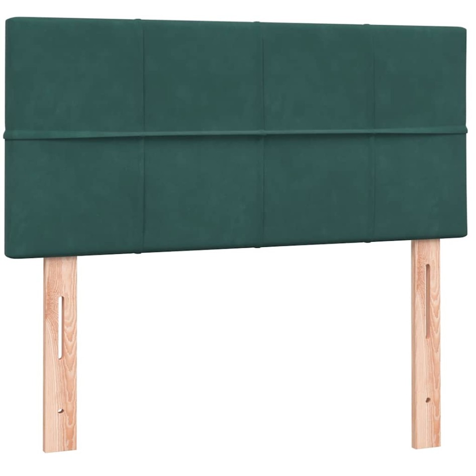 Cama box spring con colchón terciopelo verde oscuro 90x220