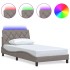 Estructura cama con LED sin colchón tela gris taupe 100x200