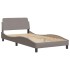 Estructura cama con LED sin colchón tela gris taupe 100x200