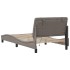 Estructura cama con LED sin colchón tela gris taupe 100x200