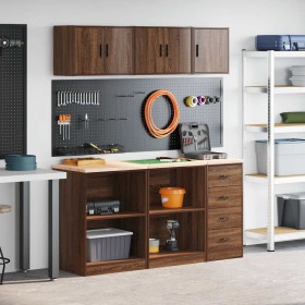 Armarios 6 uds para garaje madera ingeniería marrón