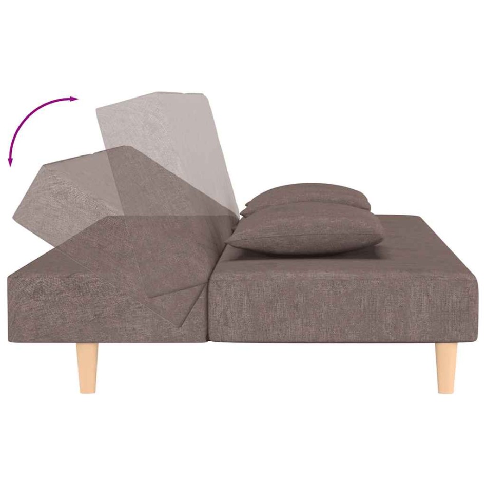 Sofá cama de 2 plazas con dos almohadas tela gris