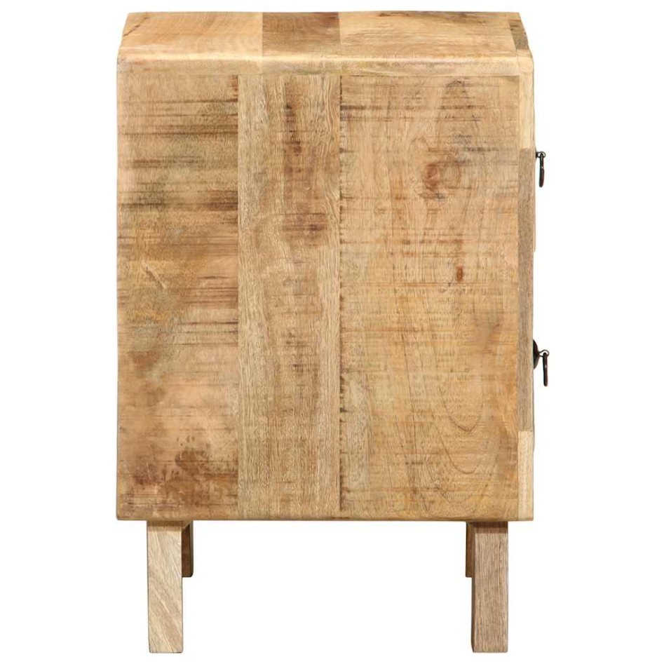 Mesita de noche de madera maciza de mango rugosa 40x32x46