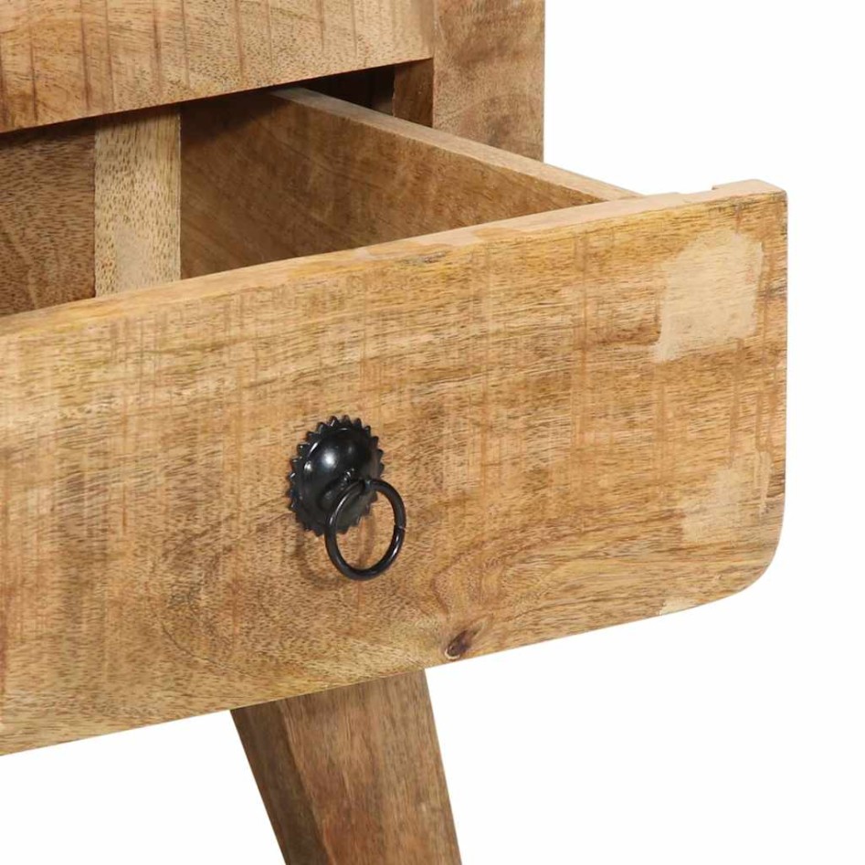 Mesita de noche de madera maciza de mango rugosa 40x32x46