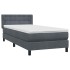 Cama box spring con colchón terciopelo gris oscuro 90x220