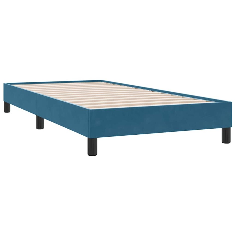 Cama box spring con colchón terciopelo azul oscuro 80x210