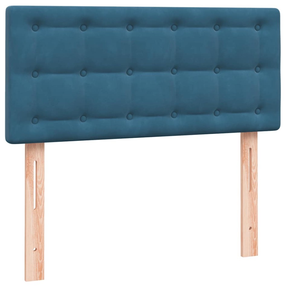 Cama box spring con colchón terciopelo azul oscuro 80x210