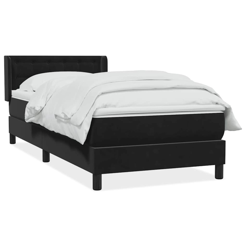 Cama box spring con colchón cuero sintético negro 80x220