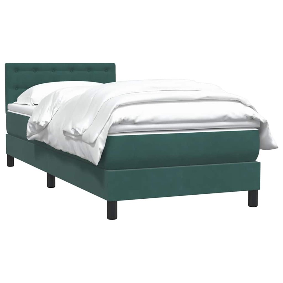 Cama box spring con colchón terciopelo verde oscuro 90x210