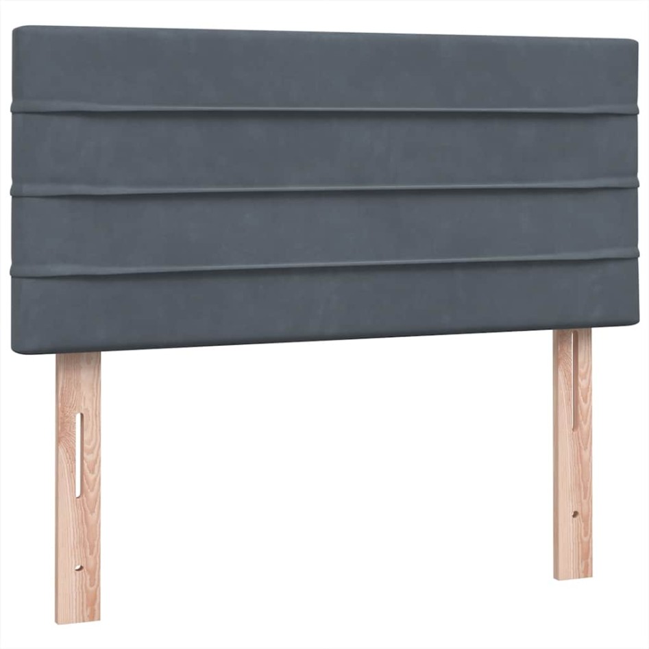 Cama box spring con colchón terciopelo gris oscuro 80x220