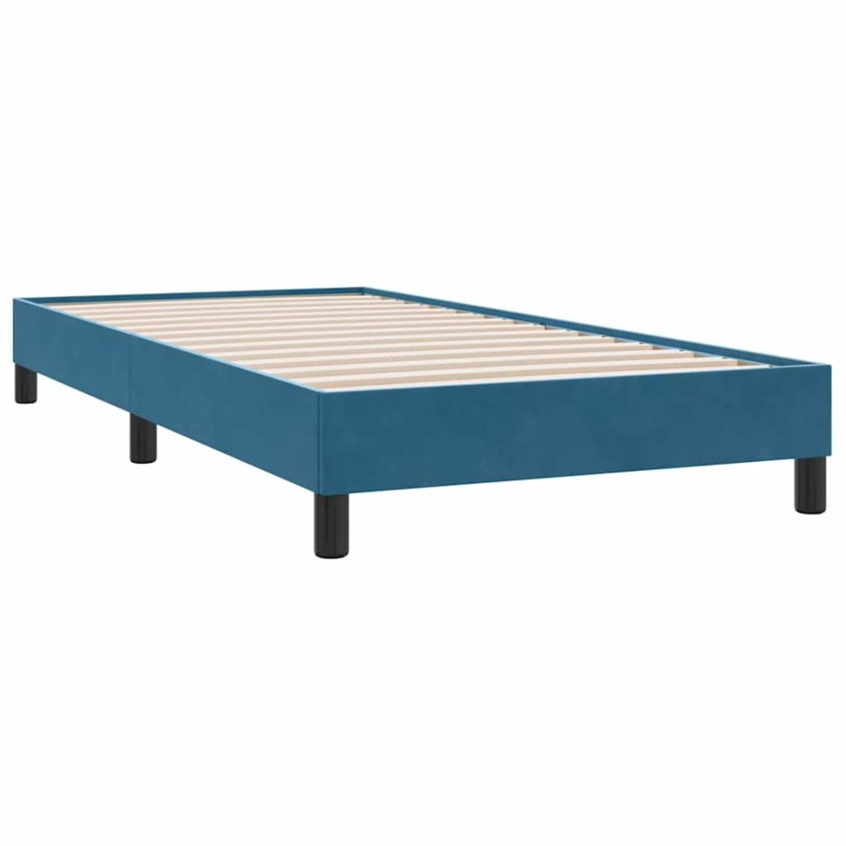 Cama box spring con colchón terciopelo azul oscuro 80x210