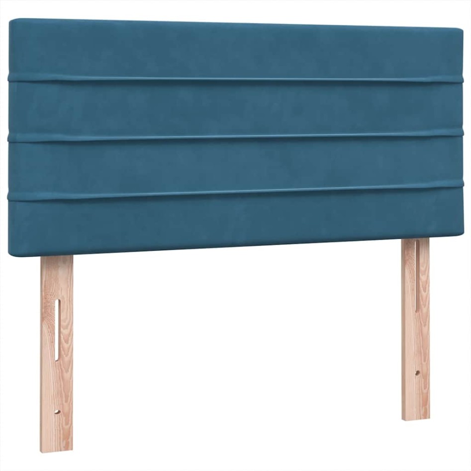 Cama box spring con colchón terciopelo azul oscuro 80x210