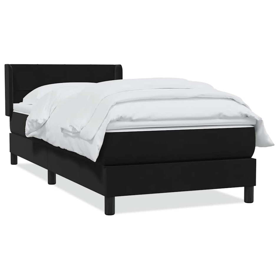 Cama box spring con colchón cuero sintético negro 90x210