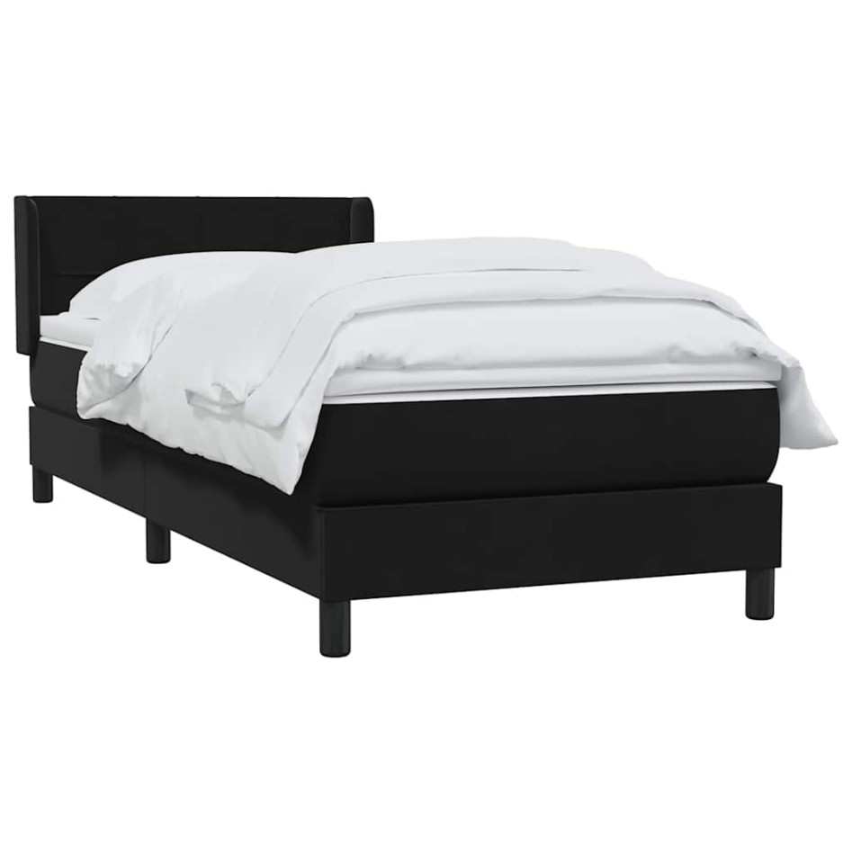 Cama box spring con colchón cuero sintético negro 90x210