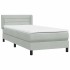 Cama box spring con colchón terciopelo gris claro 90x210