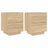 Mesitas de noche luces LED 2 uds madera ingeniería roble