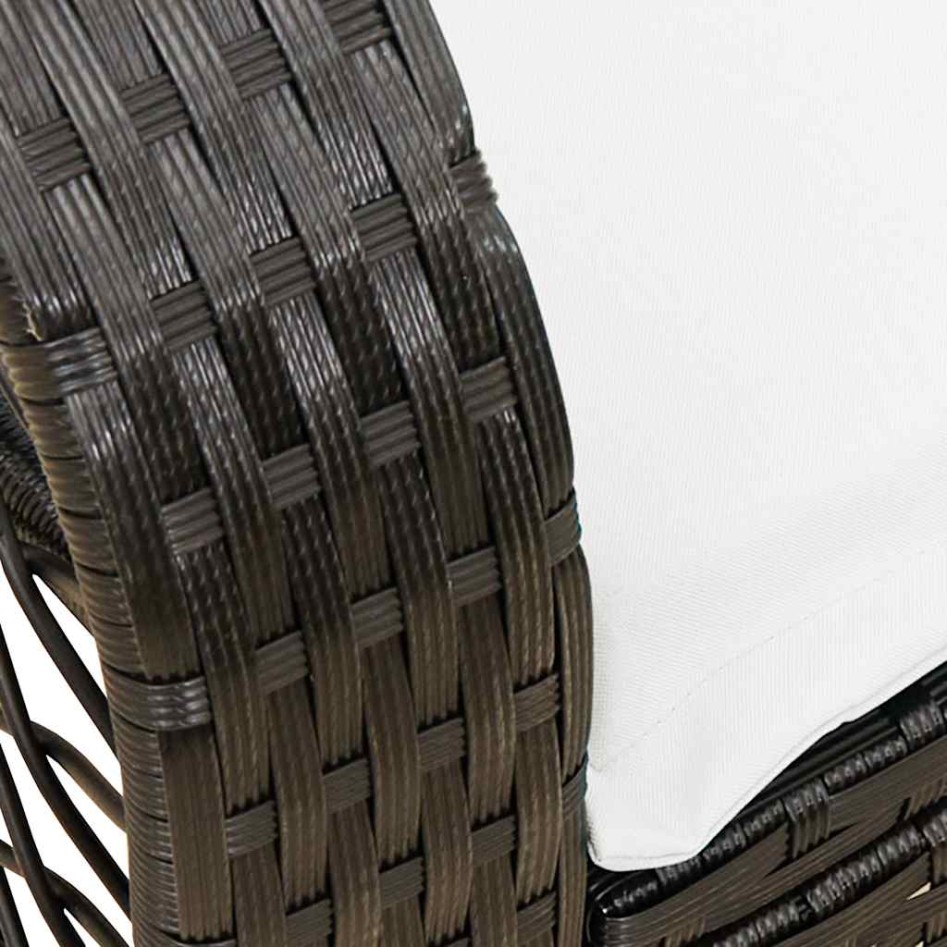 Silla mecedora de jardín con cojines ratán sintético