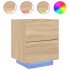 Mesitas de noche luces LED 2 uds madera ingeniería roble