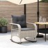 Silla mecedora de jardín con cojines ratán sintético gris