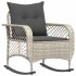 Silla mecedora de jardín con cojines ratán sintético gris