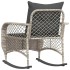 Silla mecedora de jardín con cojines ratán sintético gris