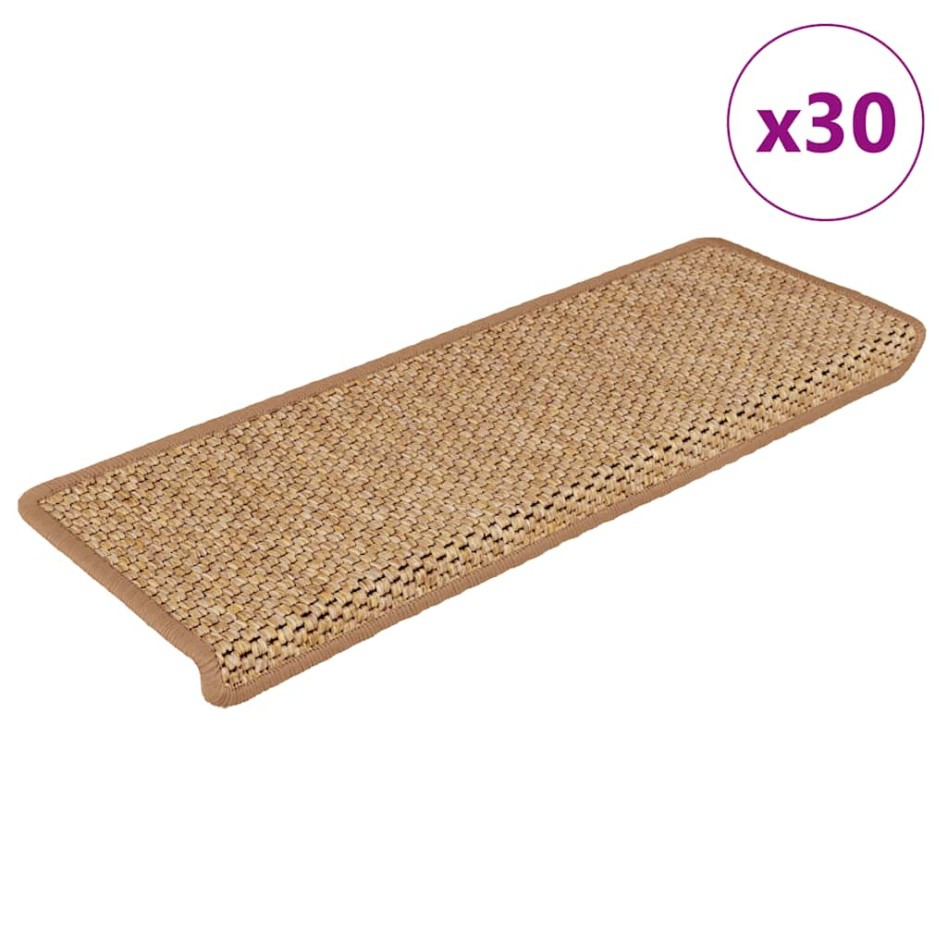Alfombra autoadhesiva escalera sisal 30 uds 65x21x4 cm