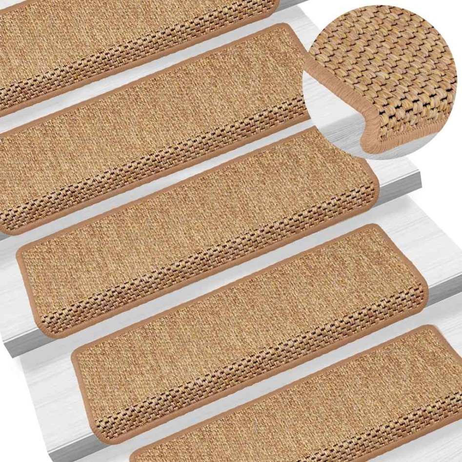 Alfombra autoadhesiva escalera sisal 30 uds 65x21x4 cm