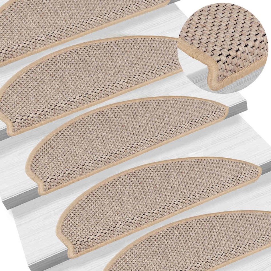 Alfombra autoadhesiva escalera sisal 30 uds beige