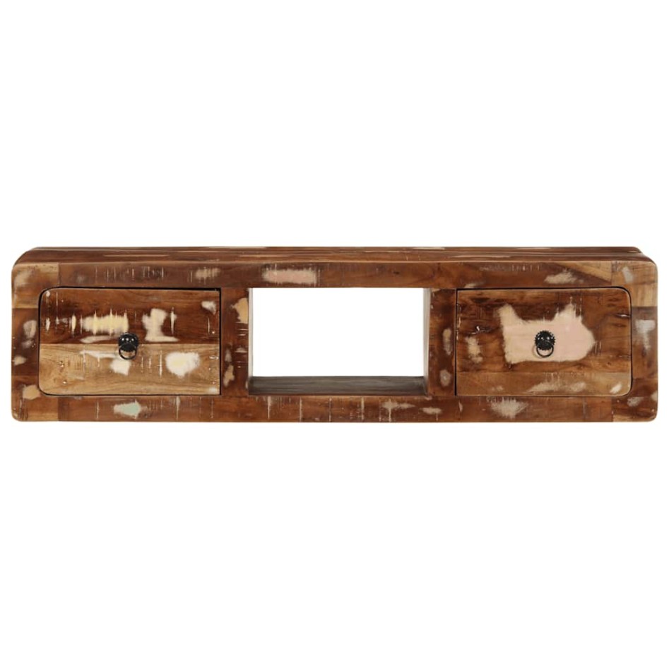 Mueble de TV de pared madera maciza reciclada 100x32x25